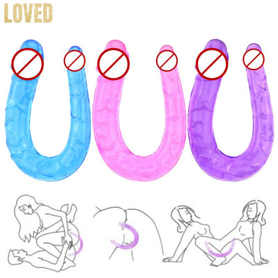3 Colors U Shape Soft Jelly Double Dildos Vagina Anal Plug Artificial Penis Sexy Toys for Couples Women Gay Lesbian Masturbators