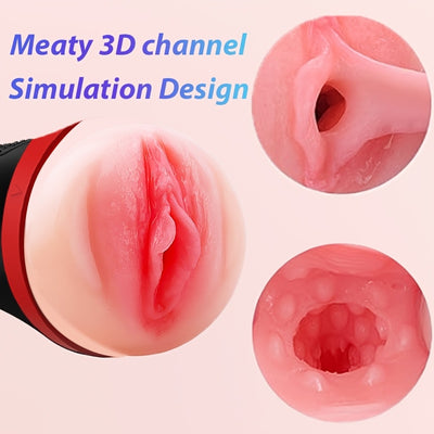 Realistic Vibration Male Masturbation Toy] Battery-Powered 7.5 Inch Realistic Texture Vagina Male Masturbation Toy, 10 Powerful Vibration Settings, Squeezeable Pocket-Sized, with Rechargeable Lithium Battery, for Men