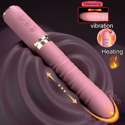 Pink Dual Motor Realistic Thrusting Dildo Vibrator With Heating, Sex Toys Vibrator Clitoral Stimulator For Anal Stimulation, 10 Mode Adult Telescopic Vibration Sex Toys For Women Couples