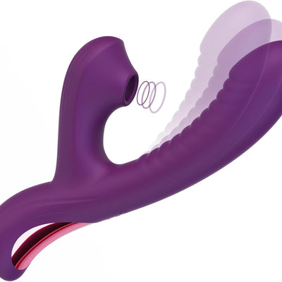 Tracy's Dog Come-Hither Rabbit Sucking Vibrator for Clitoral G Spot Stimulation, Adult Sex Toys for Women Couple, Vibrating Finger Massager with 3 Suction and 10 Vibration & Come-Hither Modes (Beta)