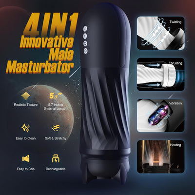 Tracy's Dog Sex Toys for Men, Automatic Male Masturbator with 3 Twisting, 5 Thrusting & Vibration Modes, Hands-Free Heating Male Vbrating Stroker, Adult Toy Pocket Pussy for Man Gay Play, Steelcan