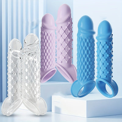 Blue Purple White Large TPE Material Wolf Tooth Mesh Simulation Penis Cover Penis Sleeve