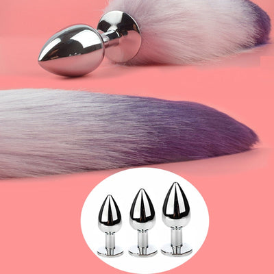 Metal with Gradient Color Fox Analplug Tail Flirting Anal Analplug Dilatation Ass Plug G Point Massage Masturbation Gay Sex Toys