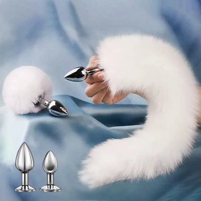 Fox Anal Plug Cute Tail Metal High Quality Material Easy Cleaning soft comfortable portable for Beginner Couple Toy great gift