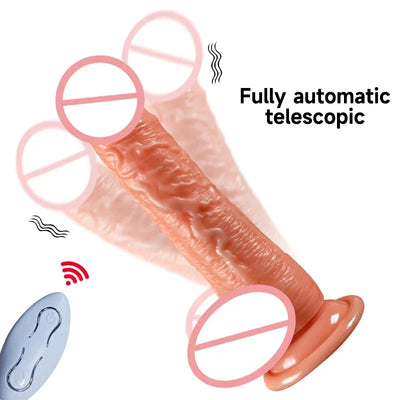 Telescopic Vibrator Realistic Big Dildo Female Masturbation Suction Cup Heating Penis Remote Control Dick For Women Sex Toys